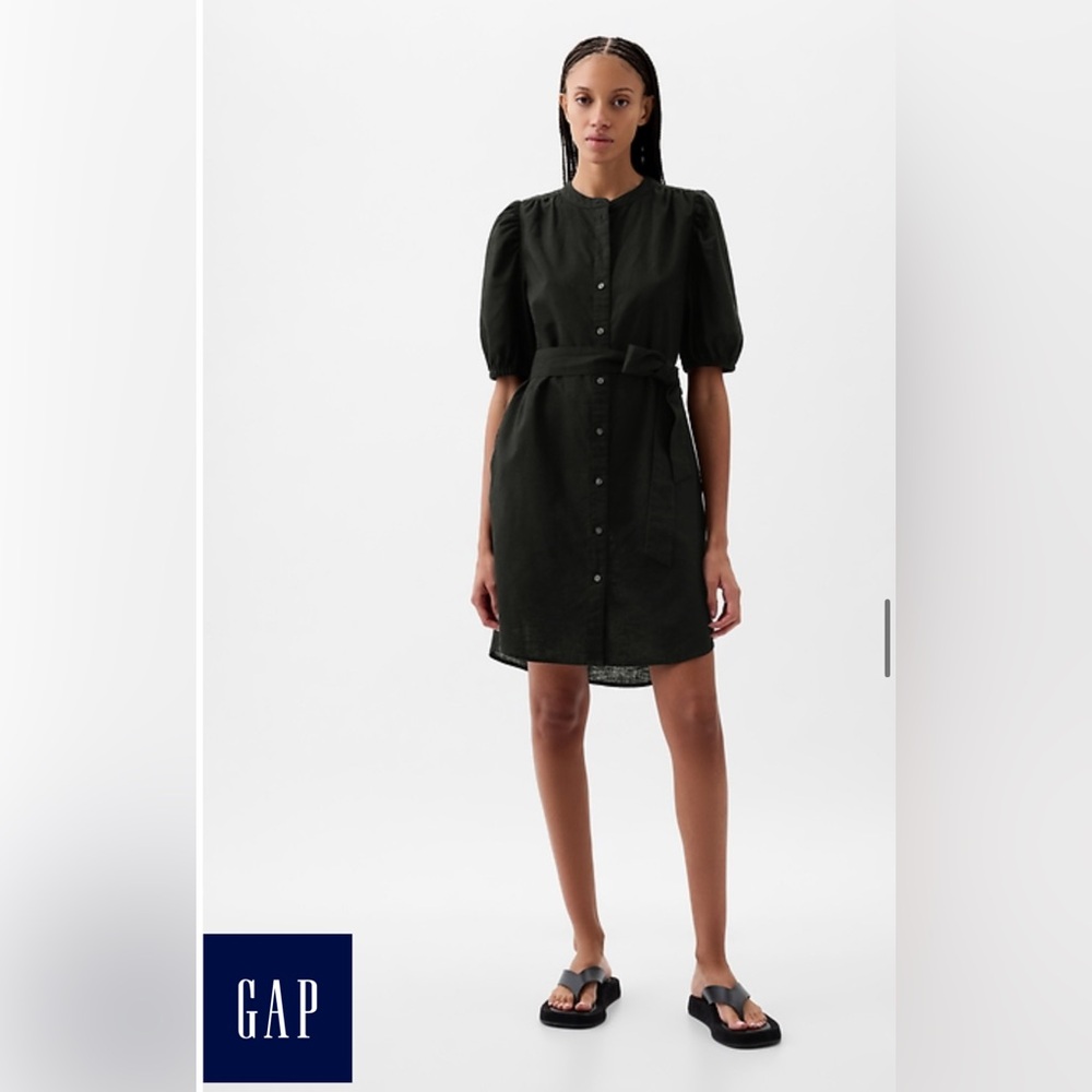 GAP Black Puff Sleeve Mini Dress